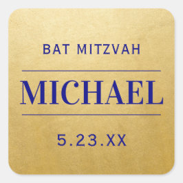 Adesivo Quadrado Favor Moderno de Nome de Aniversário de Mitzvah Do