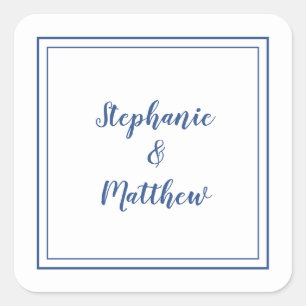 Adesivo Quadrado Favor Moderno do Casamento Minimalista Obrigado Az