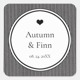 Adesivo Quadrado Favor Personalizado de Casamento Clássico Moderno