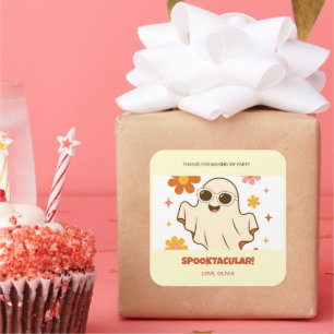 Adesivo Quadrado Favor Quadrado Groovy Retro Halloween Spooktacular