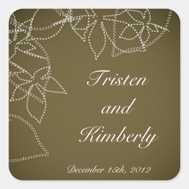 Adesivo Quadrado Favor Stickers Autumn Floral Fall Brown Sugar (Frente)