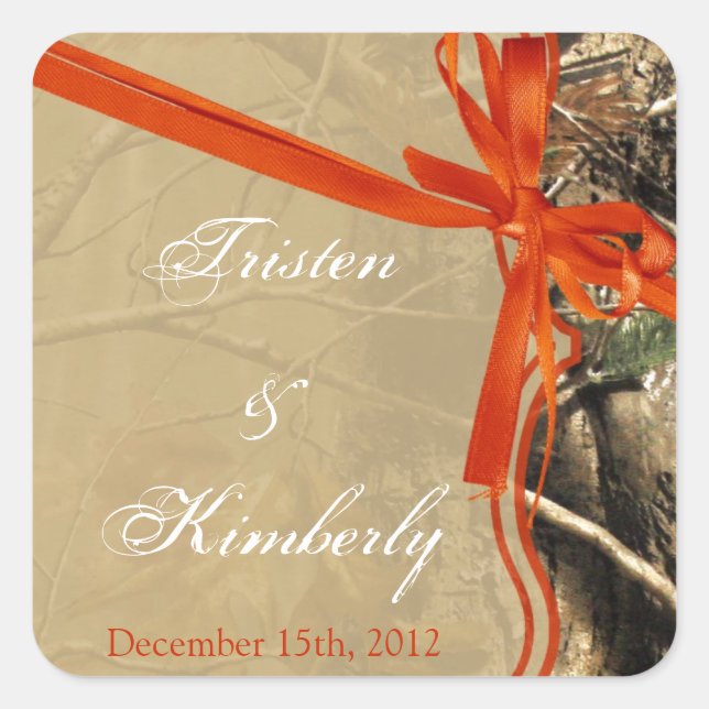 Adesivo Quadrado Favor Stickers Camoflouge Camo Orange Tree (Frente)