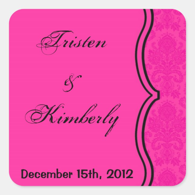 Adesivo Quadrado Favor Stickers Quente Preto Damasco Preto, Impress (Frente)