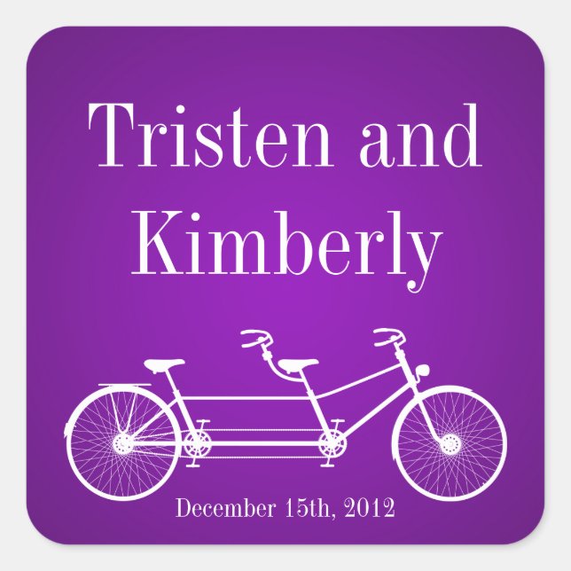 Adesivo Quadrado Favor Stickers Whimsical Purple Bike Bicycl (Frente)