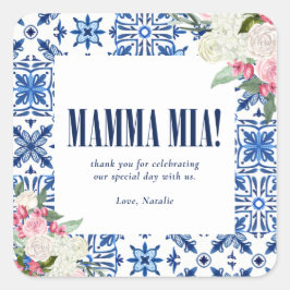 Adesivo Quadrado Favores da Mamma Mia italiana