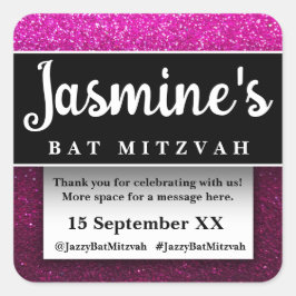 Adesivo Quadrado Favoritos de festa de aniversário com brilho moder