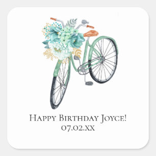 Adesivo Quadrado Favoritos do Mint Bicycle Birthday DIY