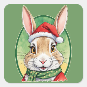 Adesivo Quadrado Favoritos Engraçados de Natal Animal - Coelho 5