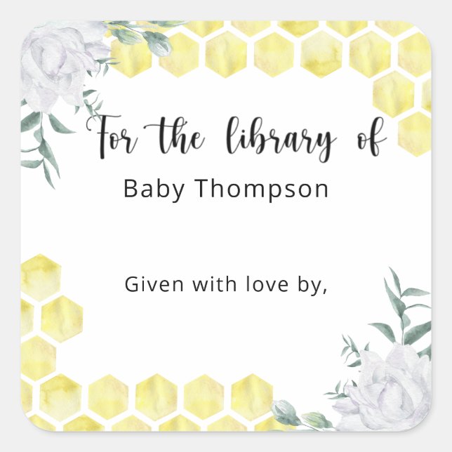 Adesivo Quadrado Favos de mel - para a biblioteca de (Frente)