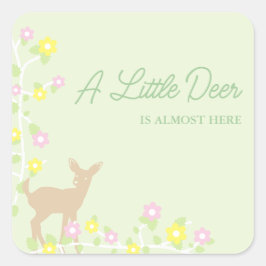 Adesivo Quadrado Fawn Floral Girl Baby Shower