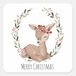 Adesivo Quadrado Fawn Wreath Natal