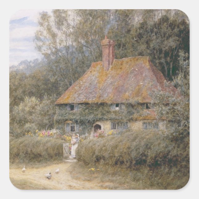 Adesivo Quadrado Fazenda de madeira sob Blackwood, Surrey (Frente)