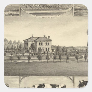 Adesivo Quadrado Fazenda do gramado da pradaria, Nebraska