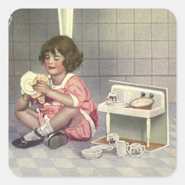 Adesivo Quadrado Fazendo pratos (Frente)