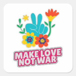 Adesivo Quadrado Fazer amor não guerra