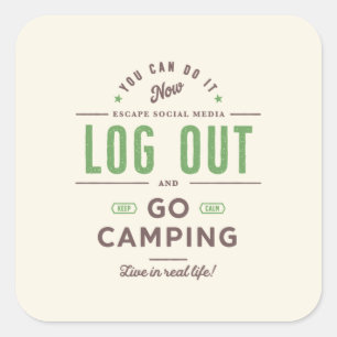 Adesivo Quadrado Fazer Logout e Ir Camp
