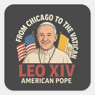 Adesivo Quadrado Fé Cristã da Igreja Católica do Papa Leão American
