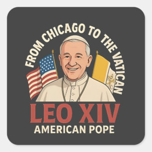 Adesivo Quadrado Fé Cristã da Igreja Católica do Papa Leão American