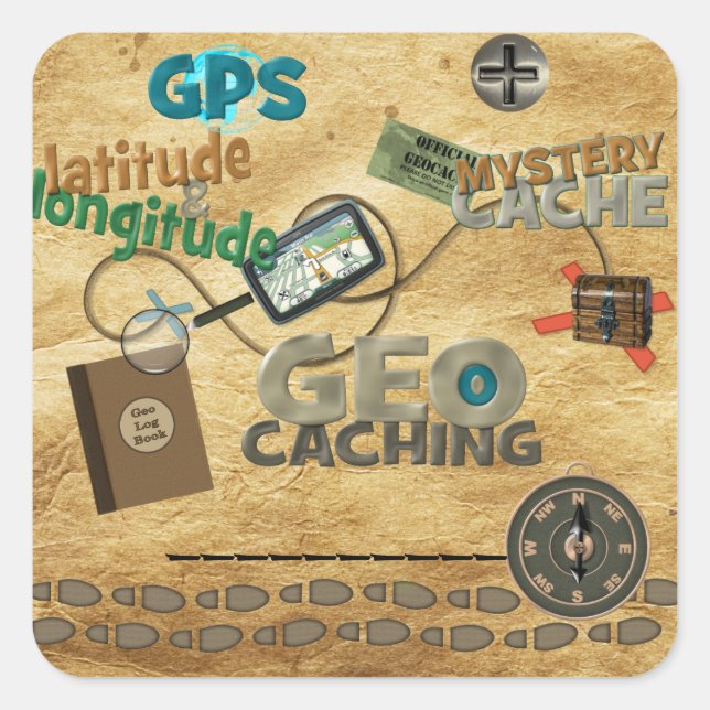 Adesivo Quadrado Febre de Geocache - Personalizar (Frente)