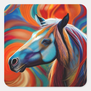 Adesivo Quadrado Fechar cabeça do cavalo