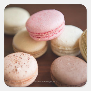Adesivo Quadrado Feche acima dos Macaroons