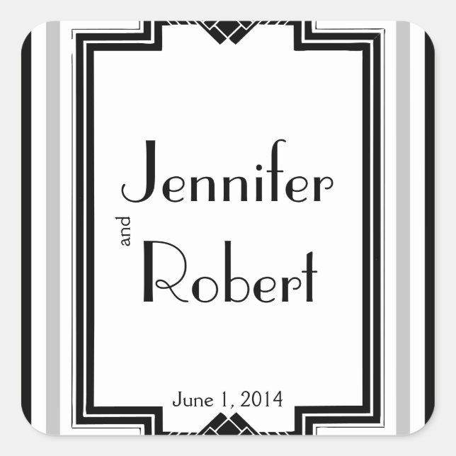 Adesivo Quadrado Fecho de Envelope de Arte Negra Branca (Frente)