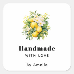 Adesivo Quadrado Feita à mão com Buquê de limão de amor com brilhan