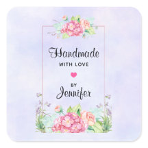 Feita à mão com Love Pink Watercolor Frame