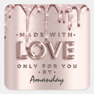 Adesivo Quadrado Feita Com Amor Apenas Para Você Por Nome Dobras De