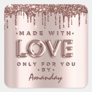 Adesivo Quadrado Feita Com Amor Apenas Para Você Por Nome Rosa Driv