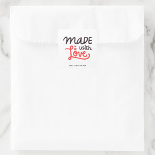 Adesivo Quadrado Feita com Love Personated Red Square Sticker 3