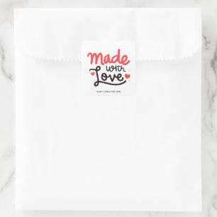 Adesivo Quadrado Feita com Love Personated Red Square Sticker 4