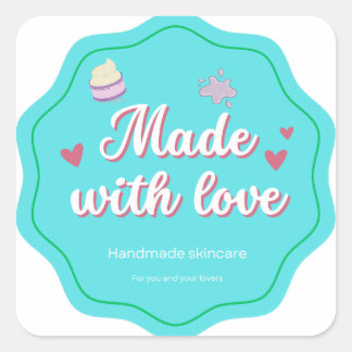 Adesivo Quadrado Feita com o Love Handmade skincare sticker