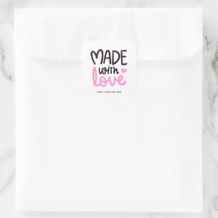 Adesivo Quadrado Feita com o Love Personated Pink Square Sticker 5