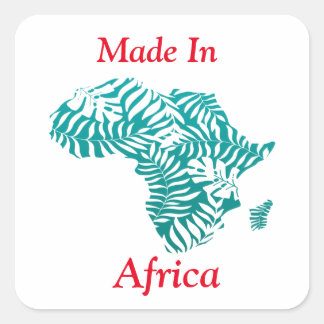 Adesivo Quadrado Feita em África com palitos tropicais