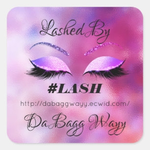 Adesivo Quadrado Feita Por Lashes Glitter Rosa Pink Maquiagem Rosa