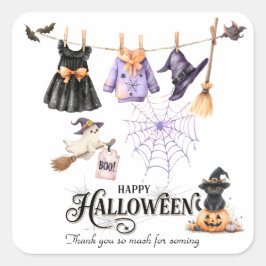 Adesivo Quadrado Feiticeira Custa do Halloween e Spooky