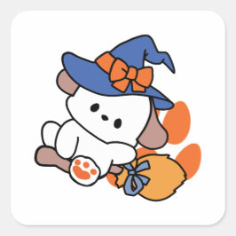 Adesivo Quadrado Feiticeira de pata no treinamento - Cão de Hallowe