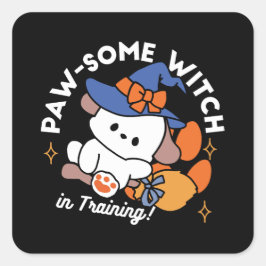 Adesivo Quadrado Feiticeira de pata no treinamento - Cão de Hallowe