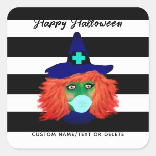 Adesivo Quadrado Feiticeira do Festa de Halloween Spooky Personaliz