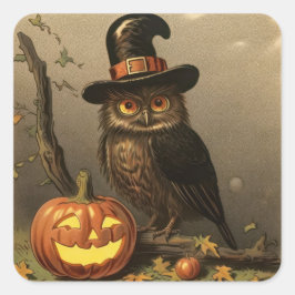 Adesivo Quadrado Feiticeira e Pumpkin Lanterna do Halloween