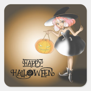 Adesivo Quadrado Feiticeira Timísta Custa de Halloween