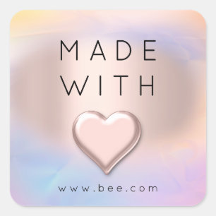 Adesivo Quadrado Feito Com Amor, Rosa Blush Soap De Nome Da Web