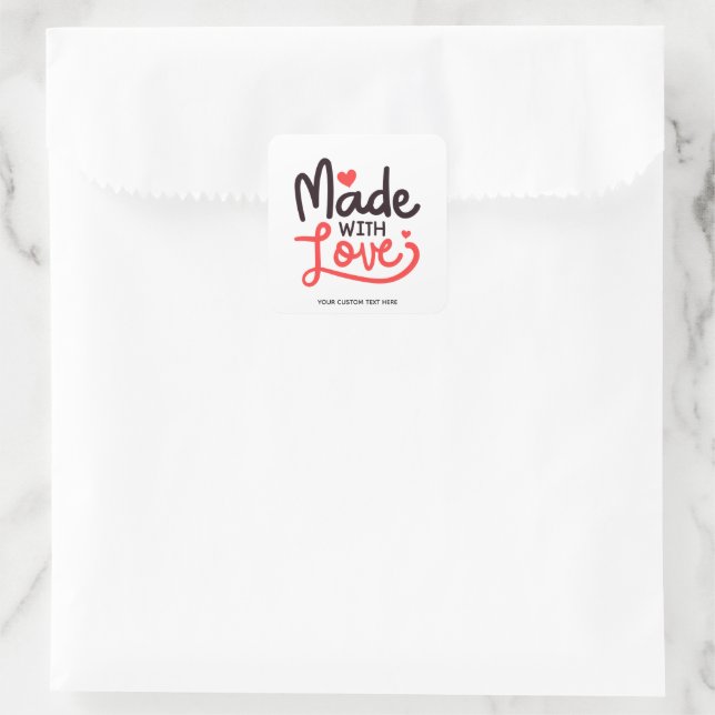 Adesivo Quadrado Feito com Love Personated Red Square Sticker 1 (Bolsa)