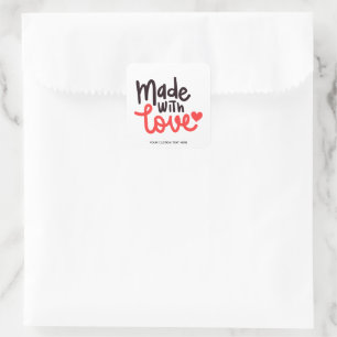 Adesivo Quadrado Feito com Love Personated Red Square Sticker 2