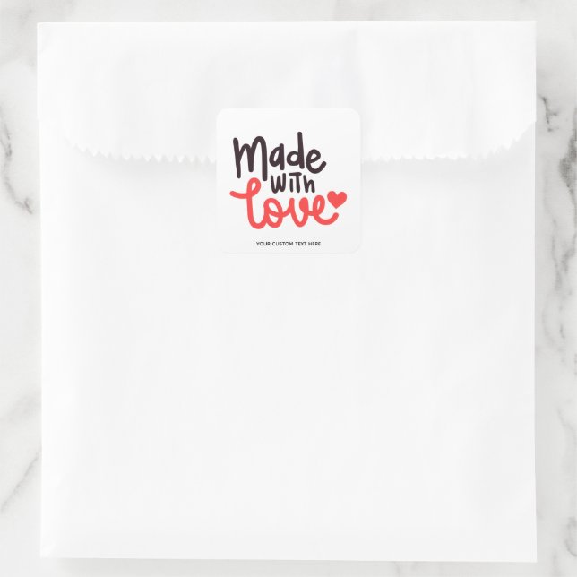 Adesivo Quadrado Feito com Love Personated Red Square Sticker 2 (Bolsa)
