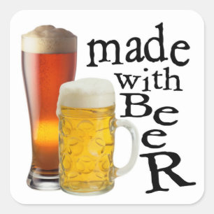 Adesivo Quadrado Feito com vinhetas de bebendo engraçadas de cervej
