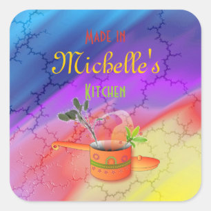 Adesivo Quadrado "Feito na sua cozinha" Modelo multicolor