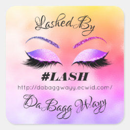 Adesivo Quadrado Feito Por Glitter Lashes Belo Rosa de Makeup Ombre