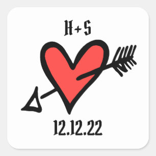 Adesivo Quadrado Feixe-Alce Preto e Vermelho com Amor Personalizado